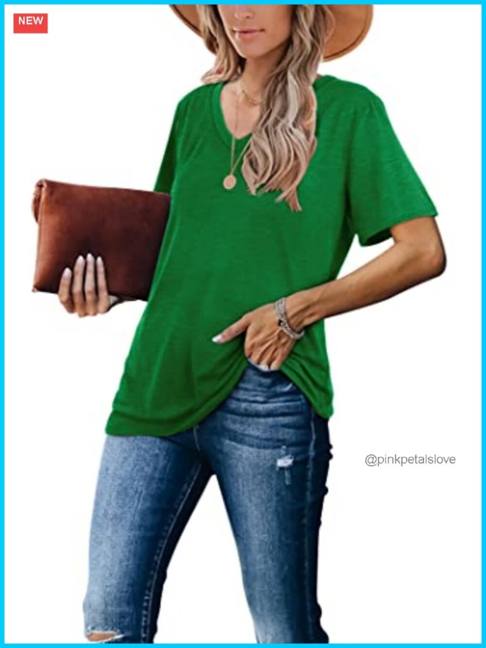 Womens Short Sleeve V Neck T Shirt Polyester Spandex Loose Fit Casual Summer Top - Picture 2 of 6
